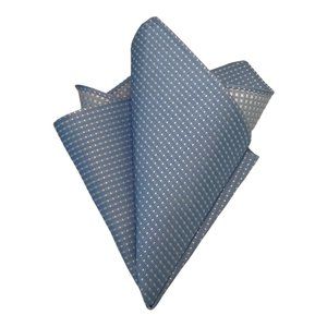 AMAZING Blue Polka Dot Pocket Square 100% Silk 11.5”/ 11.5" EX COND